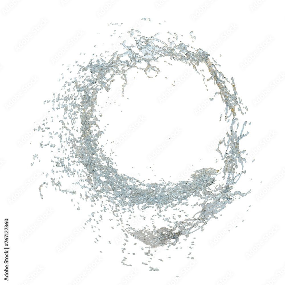 Obraz premium 3d water splash transparent, clear blue water scattered around isolated. 3d render illustration