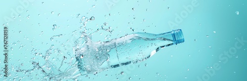 A banner illustration of a bottle of water with splashes for effect emulating the importance of hydration