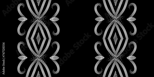 Seamless colourful batik ethnic dayak borneo line art pattern for aesthetic background or garment textile