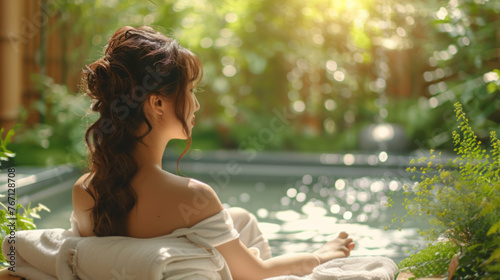 Sun-Kissed Woman Relaxing in Pool