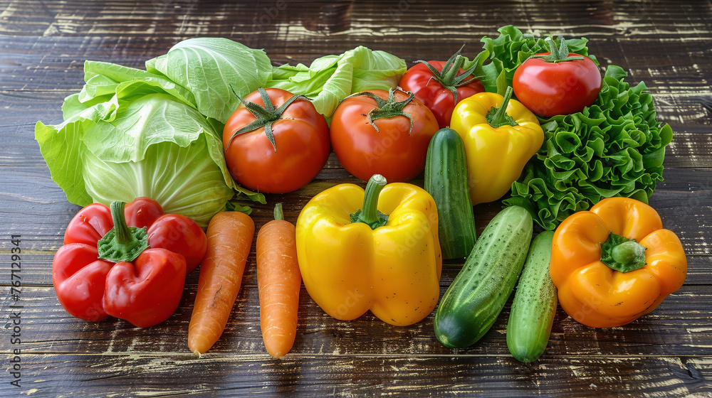 Vibrant Assortment of Fresh Vegetables in Neat Display Vibrant Assortment of Fresh Vegetables in Neat Display