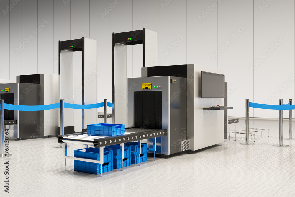 State-of-the-Art Airport Security Checkpoint Featuring Advanced X-ray Scanners