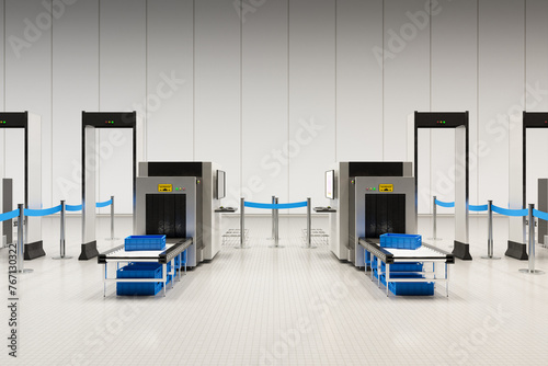 State-of-the-Art Airport Security Checkpoint Featuring Advanced X-ray Scanners