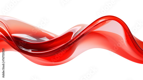 Red colored wave glossy shape, 3d rendering. Generative AI