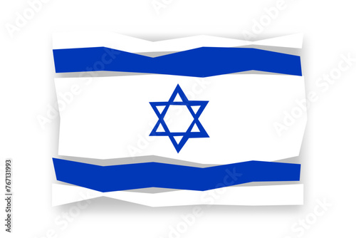 Israel flag  - stylish flag mosaic of colorful papercuts. Vector illustration with dropped shadow isolated on white background