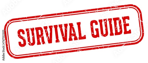 survival guide stamp. survival guide rectangular stamp on white background