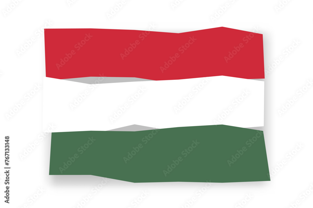 Hungary flag  - stylish flag mosaic of colorful papercuts. Vector illustration with dropped shadow isolated on white background