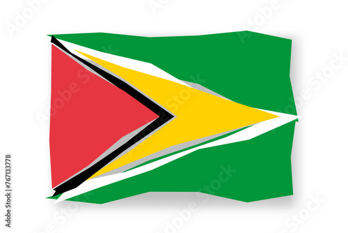 Free Download Guyana flag  - stylish flag mosaic of colorful papercuts. Vector illustration with dropped shadow isolated on white background - GFXLoad
