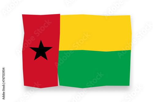 Guinea-Bissau flag  - stylish flag mosaic of colorful papercuts. Vector illustration with dropped shadow isolated on white background photo