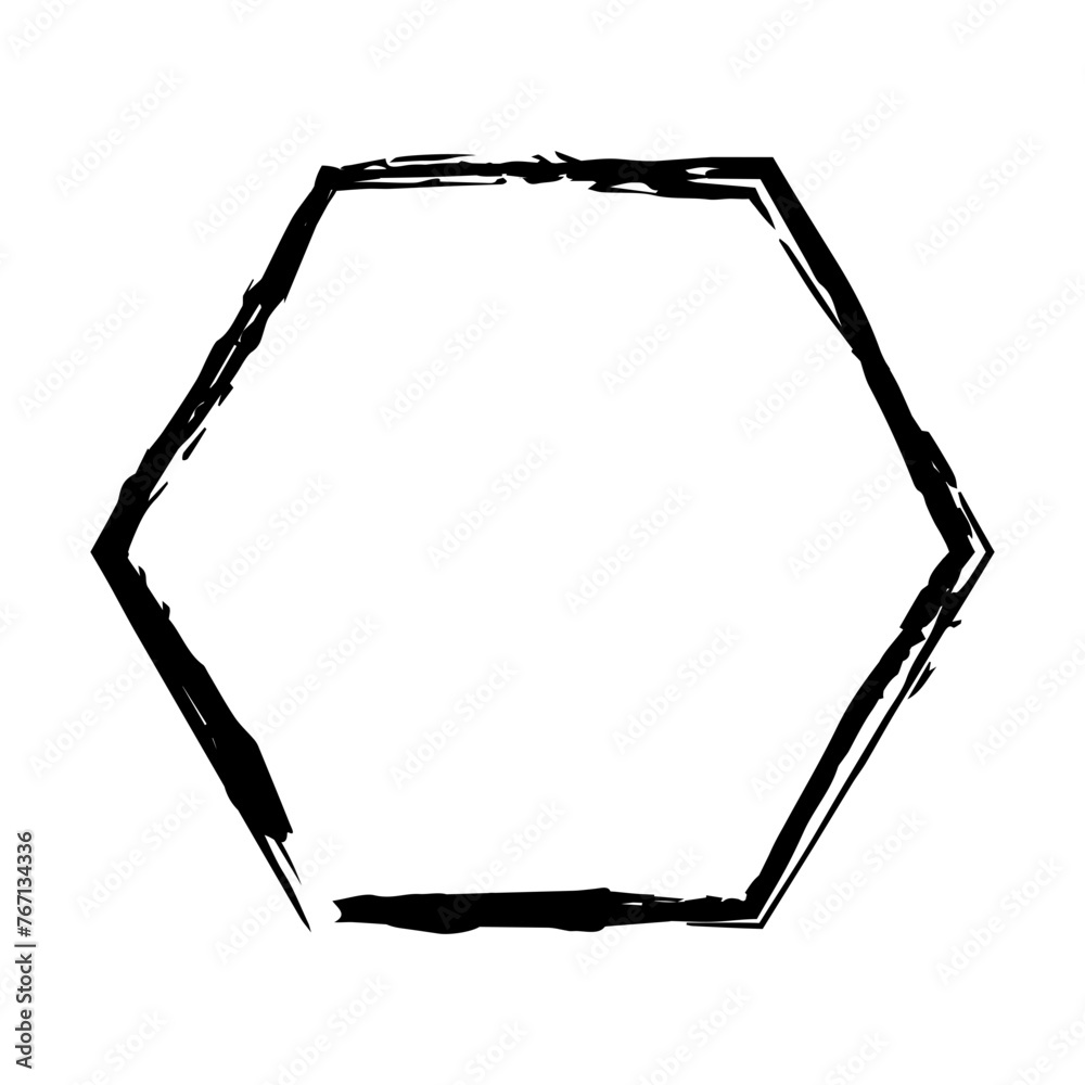 Hexagon grunge texture element frame border shape icon for decorative vintage doodle for design in vector illustration Hexagon grunge texture element frame border shape icon for decorative vintage doodle for design in vector illustration