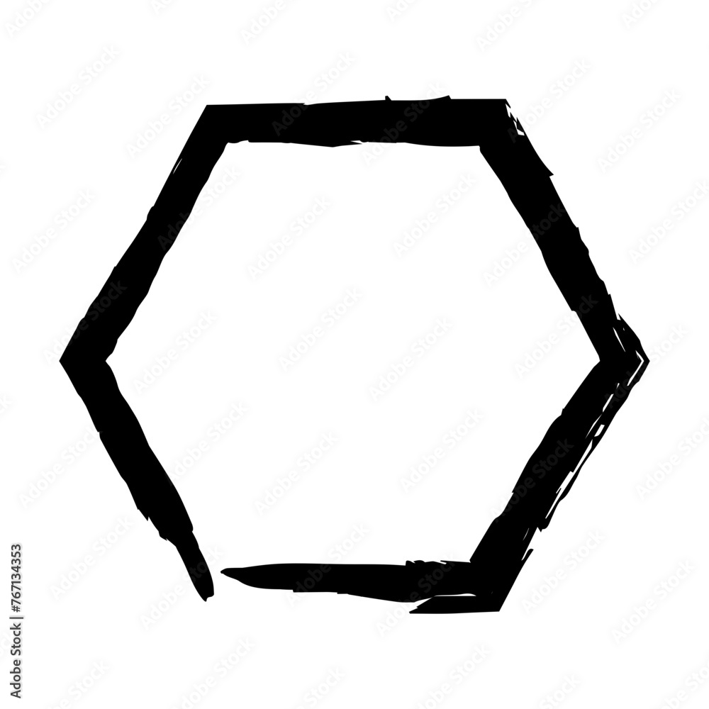 Hexagon grunge texture element frame border shape icon for decorative vintage doodle for design in vector illustration Hexagon grunge texture element frame border shape icon for decorative vintage doodle for design in vector illustration
