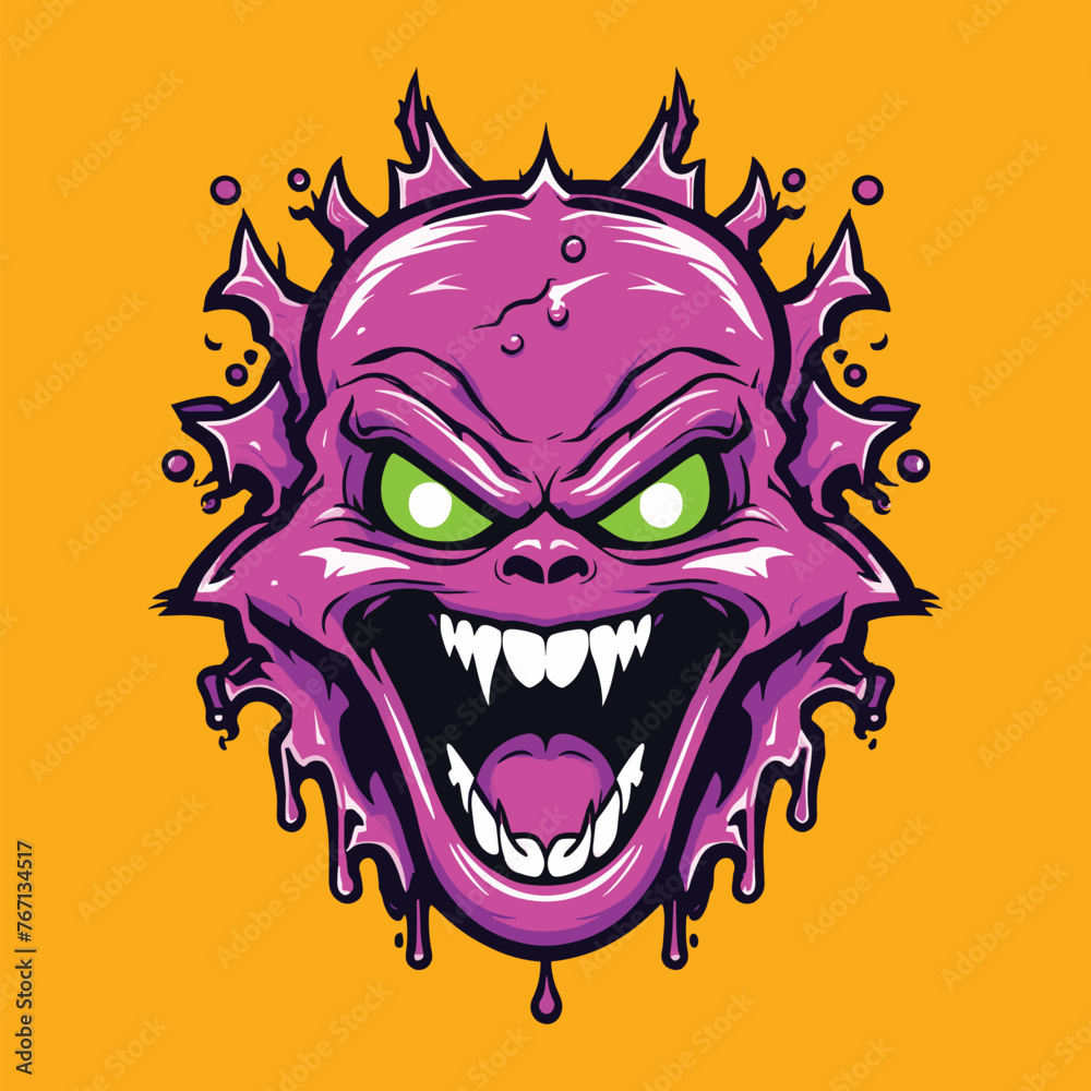 Naklejka premium purple slime monster head vector art design