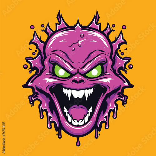 purple slime monster head vector art design © Matadesain