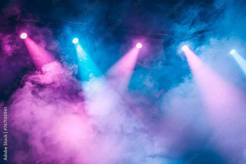 Fototapeta premium Abstract Blue and violet beams of bright laser light Background High quality photo