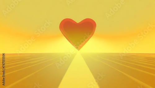 yellow background red heart isolated on yellow background