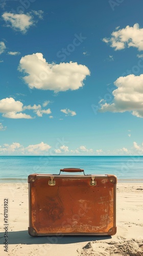 Suitcase adventure travel holiday or vacation concept and empty space for design  © CREATIVE STOCK