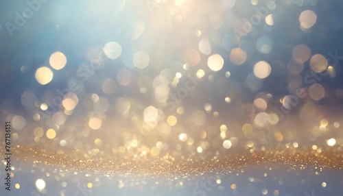 blue background with golden sparkling particles and bokeh lights holiday concept background with gold foil texture