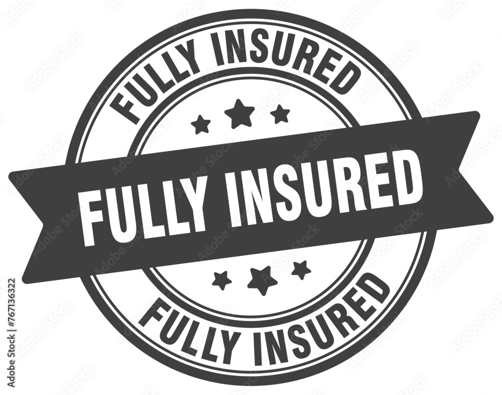 fully insured stamp. fully insured label on transparent background. round sign