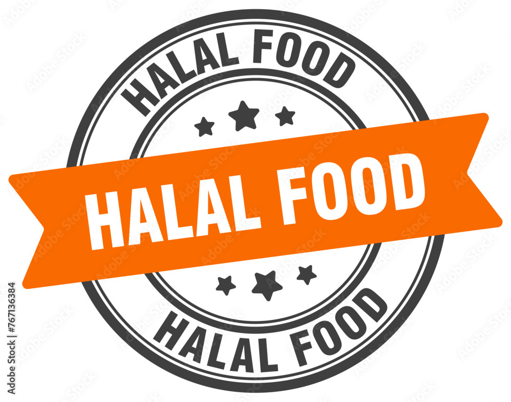 halal food stamp. halal food label on transparent background. round sign