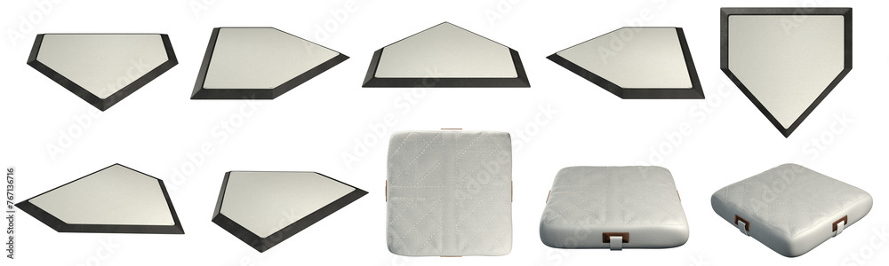 Foto Baseball bases over transparent background. 3D render.