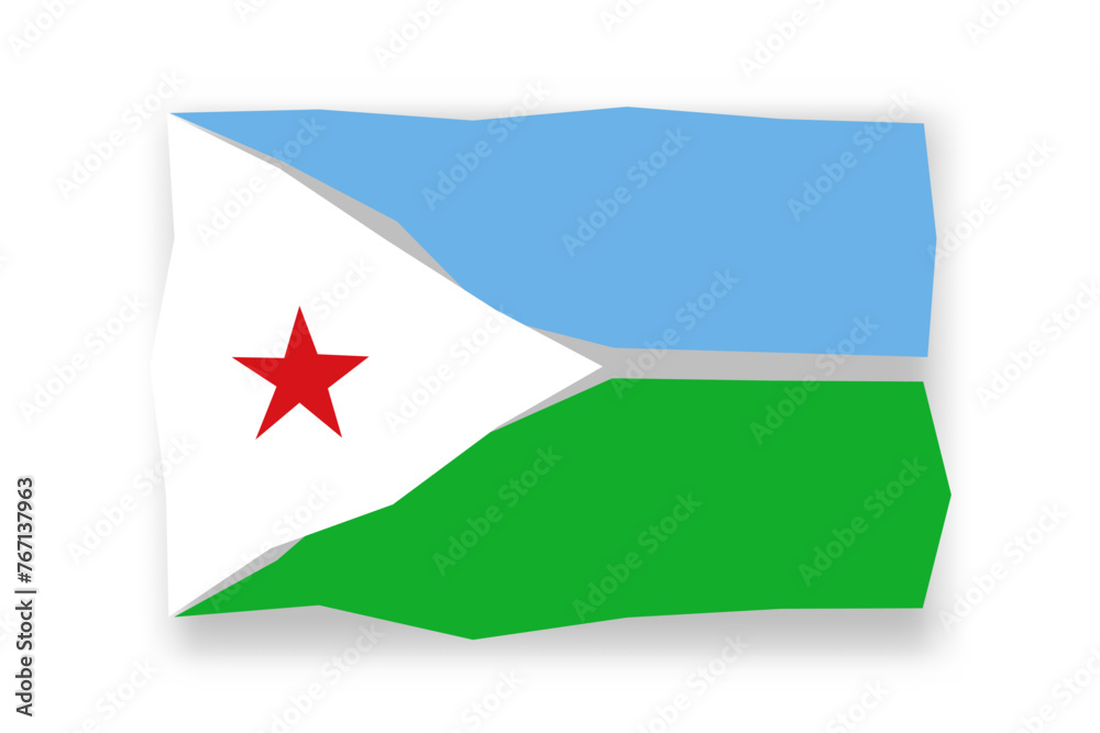 Djibouti flag - stylish flag mosaic of colorful papercuts. Vector illustration with dropped shadow isolated on white background Djibouti flag - stylish flag mosaic of colorful papercuts. Vector illustration with dropped shadow isolated on white background