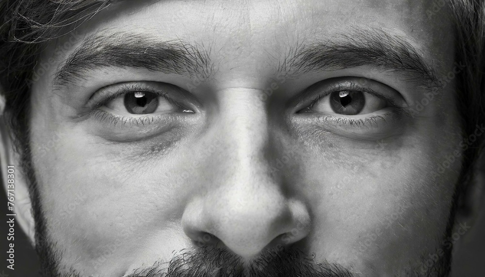 Obraz premium Close-up of a man's face black and white photo