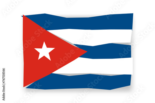 Cuba flag - stylish flag mosaic of colorful papercuts. Vector illustration with dropped shadow isolated on white background