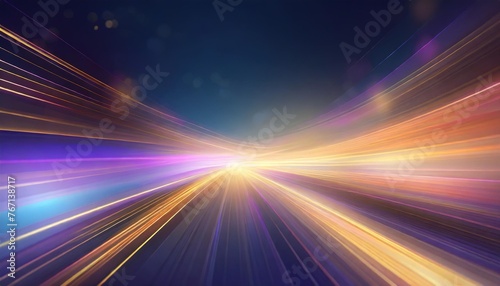 vector glitter light fire flare trace abstract image of speed motion on the road dark blue abstract background with ultraviolet neon glow blurry light lines waves