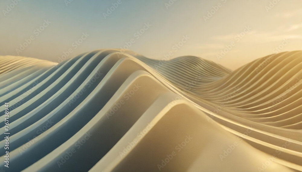 3d render abstract background of smooth lines of spline blue waves