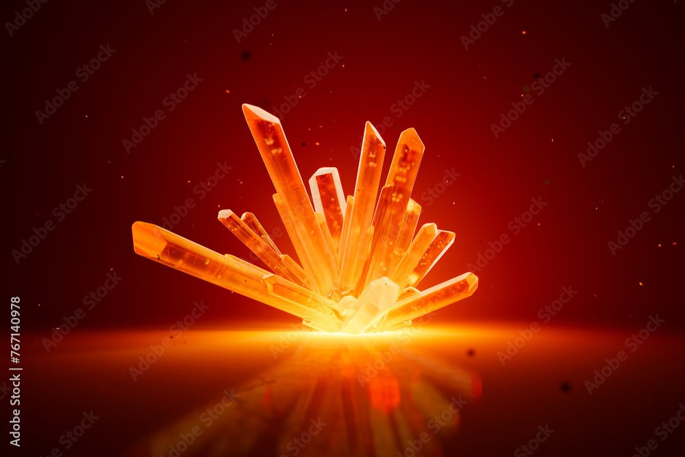 Enigmatic Orange Crystals Aglow Against a Mysterious Dark Background