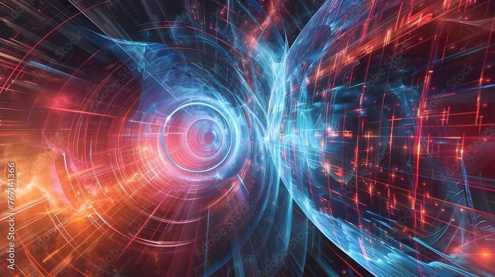 Captivating Visualization of Quantum Mechanics Principles Showcasing the Dynamism and Complexity of the Subatomic Realm