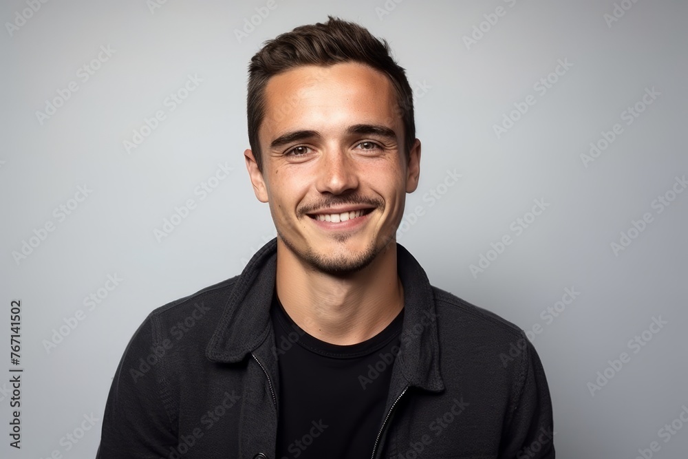 Portrait of a handsome young man smiling and looking at camera. Portrait of a handsome young man smiling and looking at camera.