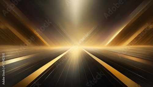 abstract black background with golden lights and rays