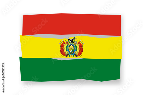 Bolivia flag  - stylish flag mosaic of colorful papercuts. Vector illustration with dropped shadow isolated on white background
