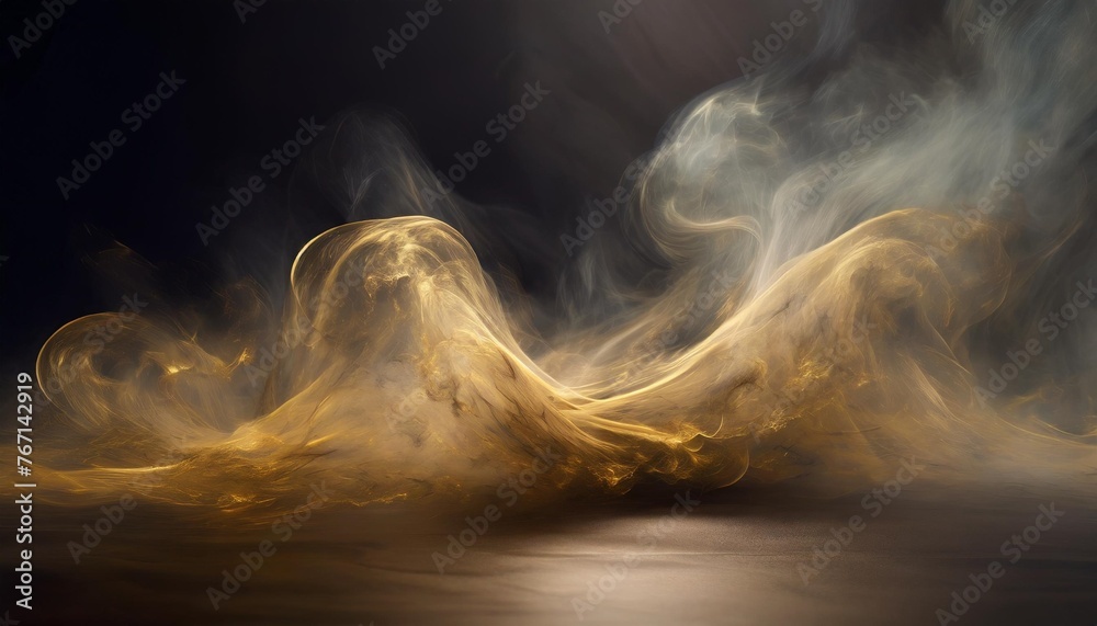 mystical mist swirling smoke in dark and light symphony fluid fantasia abstract dance of fog and light on floor with black background - obrazy, fototapety, plakaty 