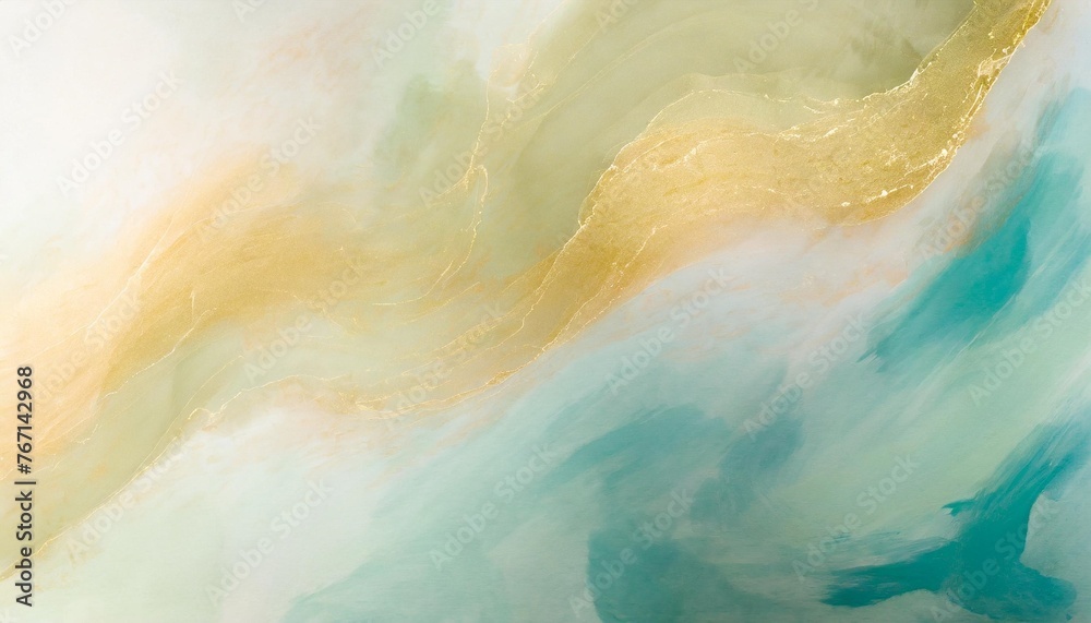 abstract watercolor paint background by teal color blue and green with liquid fluid texture for background banner - obrazy, fototapety, plakaty 