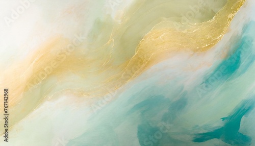 abstract watercolor paint background by teal color blue and green with liquid fluid texture for background banner