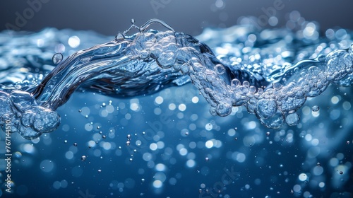  a close up of a blue water surface with a wave of water coming out of the top of the water.