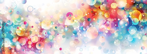 Abstract background with colorful bokeh lights on white, illustration
