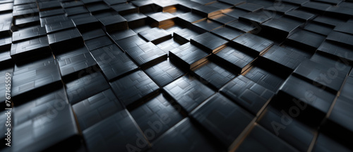 Abstract dark cubes with selective illumination photo
