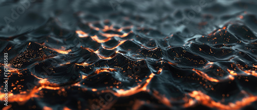 Fiery digital waves, a striking fantasy seascape