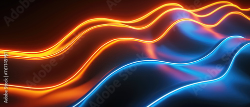 Fiery orange and cool blue digital waveforms
