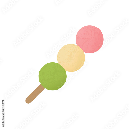 Sanshoku dango vector illustration on white background. Sanshoku dango is a traditional Japanese snack.