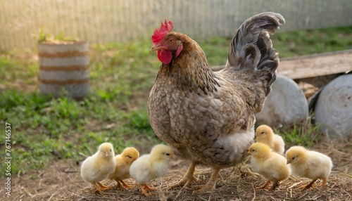a chicken with chicks