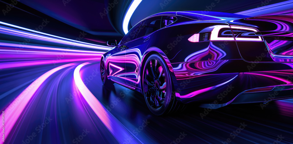 Illuminated rear view of a dynamic car design Illuminated rear view of a dynamic car design