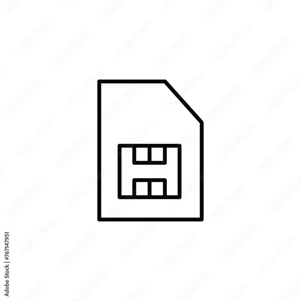 Sim card vector icon. Sim flat sign design. Sim symbol pictogram. Memory card icon. Micro sd sign. TF card sign. UX UI icon Sim card vector icon. Sim flat sign design. Sim symbol pictogram. Memory card icon. Micro sd sign. TF card sign. UX UI icon