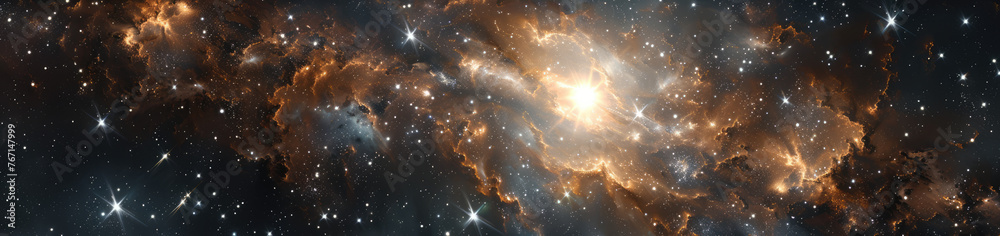 Radiant star cluster and nebula - obrazy, fototapety, plakaty 
