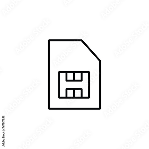 Sim card vector icon. Sim flat sign design. Sim symbol pictogram. Memory card icon. Micro sd sign. TF card sign. UX UI icon