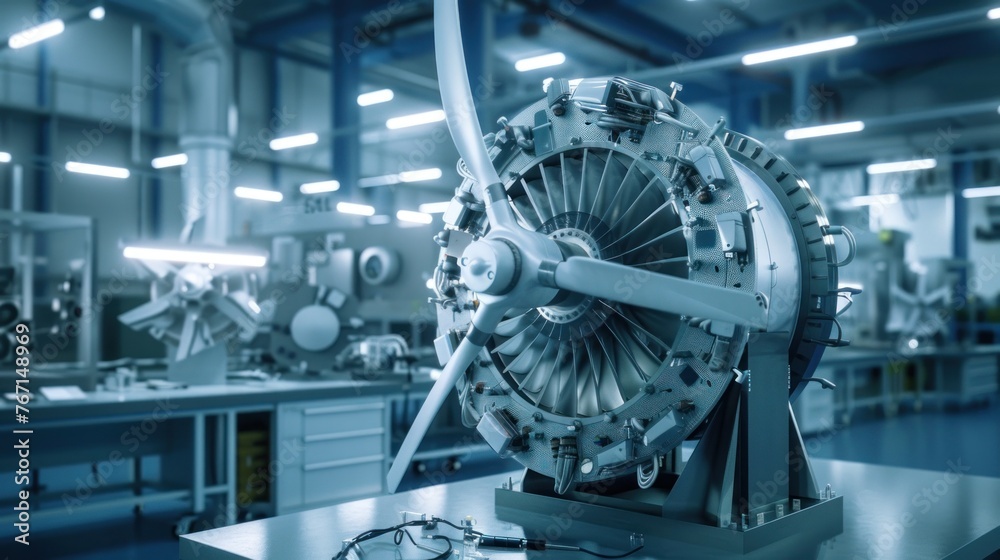 Engineers use artificial intelligence to track a wind turbine placed on a laboratory table. Engineers use artificial intelligence to track a wind turbine placed on a laboratory table.