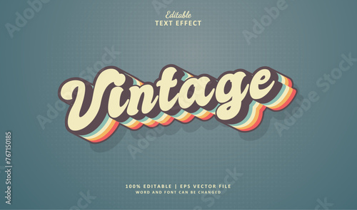 Vintage Color Editable Text Effect 3d Classic Grunge and Colourful Vintage Style